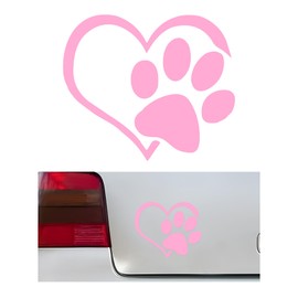 SHMZK Pet Dog Paw Print Car Decal, 4.6"×3.7" Love Heart Dog Paw Car Sticker, Waterproof Cute Pet Puppy Paw Print Decal for Auto Window Bumper Laptops, Car Decorative Sticker Accessories (Pink)