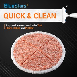 BlueStars 8 Pack Spinwave Replacement Mop Pads Compatible with Bissell Spinwave 2124 2039A 2039 2307 23157 20391 20399 Hard Floor Mop Cleaners - 8 Heavy Scrub Pads (Orange) - Washable & Reusable