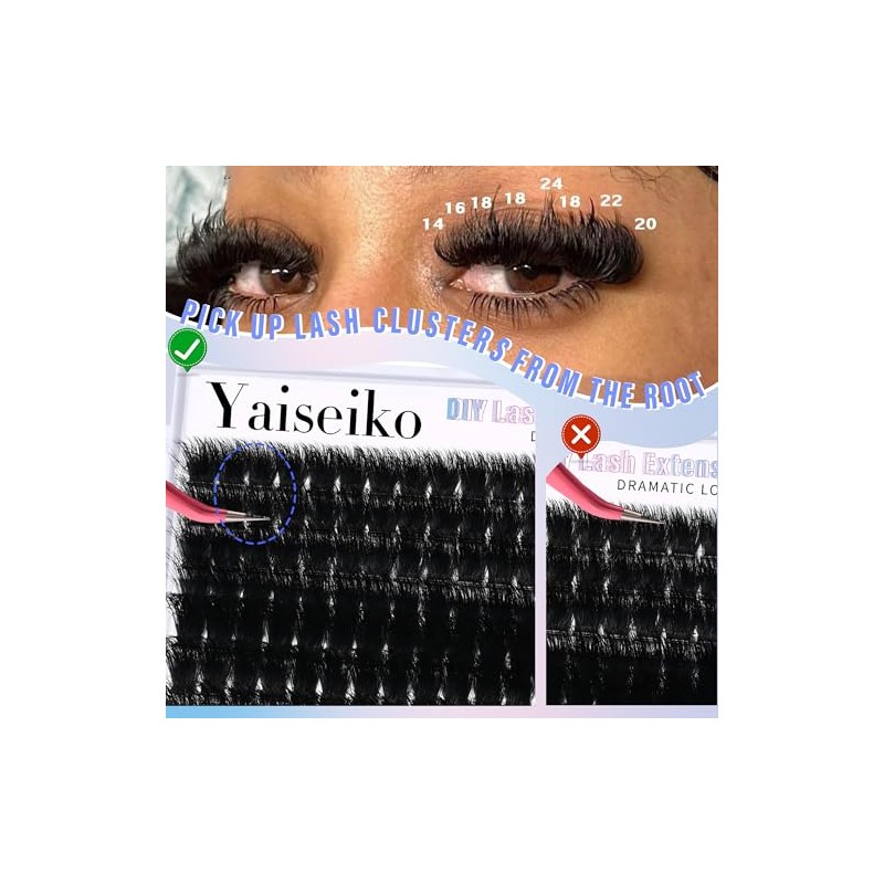Yaiseiko Fluffy Lash Clusters 300D Thick Long 12-25mm Volume Cluster