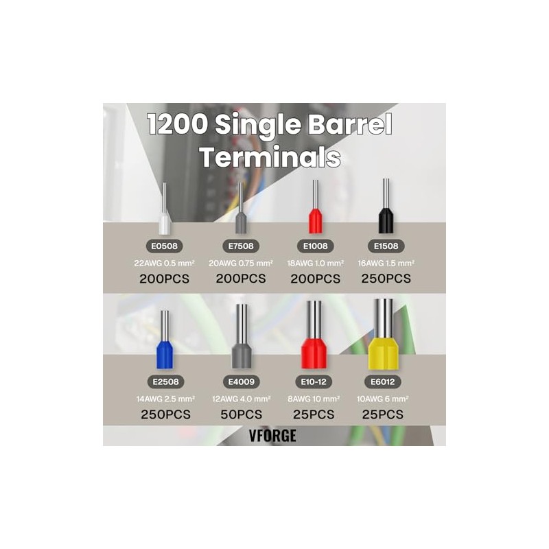 Ferrule Crimping Tool Kit - with 1200PCS Wire Ferrules -
