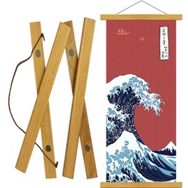 WHECHE Tapestry Stick, Magnetic Natural Wood, A3 Poster Frame, 21cm Wide, Tenugui, Poster Hanger, Wall Hanging, Interior Display, Office Home Decor, Japanese Style, Frame, Print, Picture, Magnet, Teak