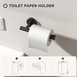 FORIOUS Towel Bar for Bathroom, 4 Piece Toilet Paper Holder Set Matte Black