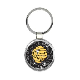 Sweet Life Honey Bee : Gift Round Keychain Bees Lover Summer Flowers For Her