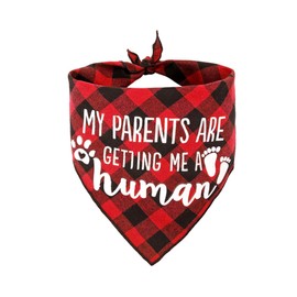 My Parents are Getting me a Human Dog Pregnancy Announcement Bandana,Buffalo Plaid Pet Gender Reveral Pet Scarf