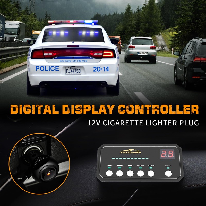 XRIDONSEN 2x 17 inch Blue White Emergency Dash Strobe Lights