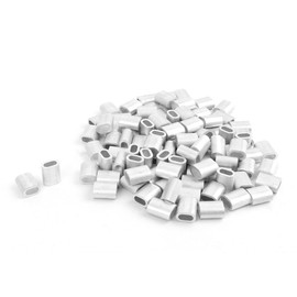 TOP-VIGOR 100Pcs 3mm Oval Aluminum Sleeves Clamps, Aluminium Wire Rope Clamp Crimping Loop Sleeves Clip for Fixing Steel Wires, Ropes, And Electrical Wires