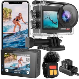 Hiicam Speed 20 Action Cam 4K60FPS 40MP WiFi Underwater Camera 40M Waterproof Ultra HD Touchscreen Action Cam 170° Ultra Wide Angle Ice Stabilisation 5X Zoom