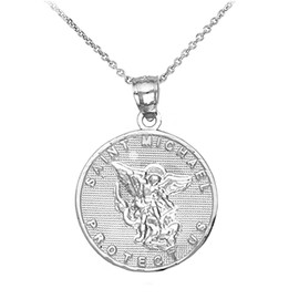 925 Sterling Silver Saint Michael Medal Protection Charm Pendant Necklace, 20"