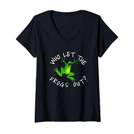 Womens WHO LET THE FROGS OUT Shirt Funny Jewish Gift For Passover V-Neck T-Shirt