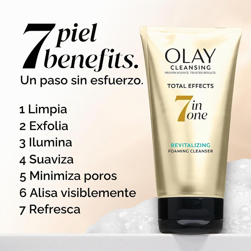 Foaming Face Wash by Olay Total Effects, Revitalizing Facial Cleanser,