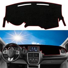 Rifoda Dash Board Cover Fit for Dodge Grand Caravan 2011-2020 / Chrysler Town Country 2011-2016 Dashboard Cover Mat Non-Slip Carpet Sunshield Pad Sunshade Glare UV Rays Protector (Red Edge)
