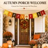 Adurself Happy Fall Burlap Banner with Pumpkin, Pre-Strung Faux Burlap