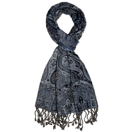 Lorenzo Cana 7840011 Men's Soft Wool Scarf Elaborate Paisley Pattern Colourful 35 x 160 cm Wool Scarf Wool Scarf Men's Scarf, gray