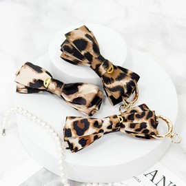 (3 types) Burnaby Leopard Ribbon Gold Keyring Round / (3종) 버나비 호피 리본 골드 키링 라운드