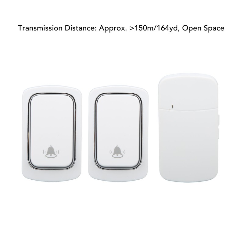 Self Powered Doorbell Set 2 Transmitter Long Range 38 Ringtones