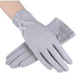Euyqs UV Protection Gloves, Women's Gloves, Summer, Sunscreen, Smartphone Compatible, Anti-Slip, Cotton, Driving, Driving Gloves, gray