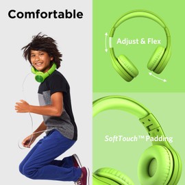 LilGadgets Connect+ Pro Headphones For Kids For School - Designed With Kids' Comfort In Mind, Foldable Over-Ear Headset With In-Line Microphone, Wired Headphones