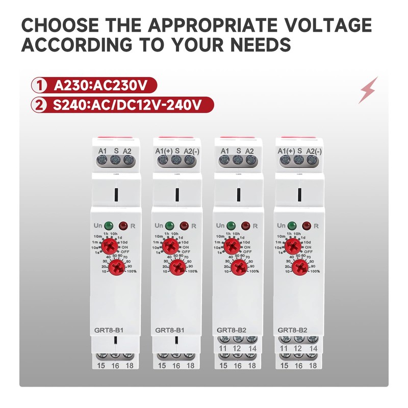 Delay Turn Off Time Relay, 16A GRT8-B2 Adjustable Single Function
