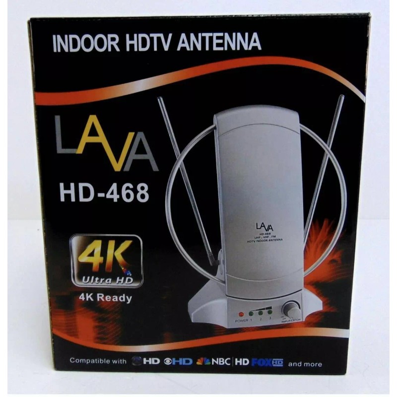 LAVA HD-468 Indoor HDTV Antenna, Amplified 4k Ready, Clear ,