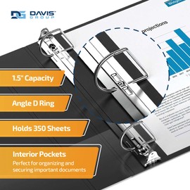 QuickFit Heavy Duty 11 x 17 Inch Spreadsheet View Binder, 1.5 Inch, Locking Angle D Ring, Black, 2 Pack (94021-02)
