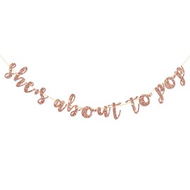 She's About to Pop Banner, for Baby Shower, Pregnant AF, Mommy to Be Party Decorations Supplies Rose Gold