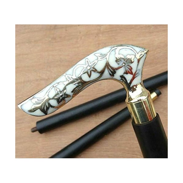 REXRYZ Gehstock mit gebogenem Griff, antikes Messing, faltbarer Gehstock, Vintage-Designer-Gehstock