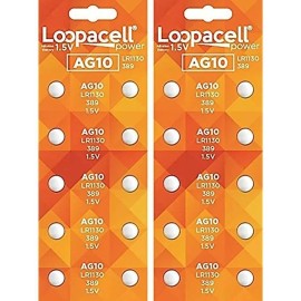 20 AG10 LR1130 LR1131 389A 389  Loopacel 1.5 Volt Alkaline Button Cell Batteries