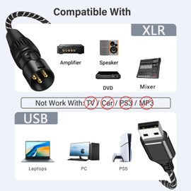 BOIOT USB to XLR Cable,16.5FT USB A to XLR Audio Stereo Cable,USB C to XL Male Output Stereo Audio Cord for Amplifier, Speaker, Mixer Console ect