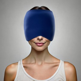 newgen medicals Gel Masks: 360° Migraine Mask for Cooling and Warming, 2 Gel Layers, Blue (Heat Masks Face, Eye Masks Cool)