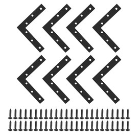 SAYAYO Flat L Shape Repair Mending Plate Joint Bracket Support Brace 120mm x 120mm, Stainless Steel Angle Corner Brackets Matte Black, 8 Pack