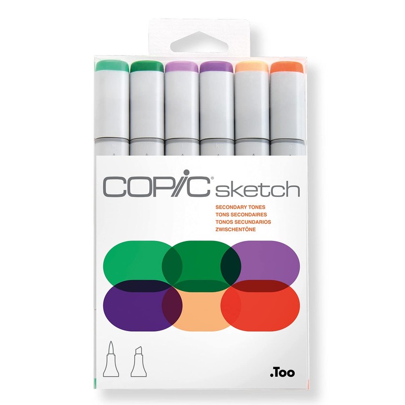Copic Sketch Coloured Marker Pen - Set of 6 Secondary