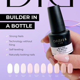 Didier Lab Premium Nail Builder Gel in a Bottle Natural Rose - LED UV Builder Gel for Strengthening and Repairing Natural Nails - 0.51 fl oz