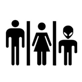 ODETOJOY Black Funny Alien Toilet Sign Sticker DIY Door Sticker PVC Decal Bathroom Door Sign 16*25cm