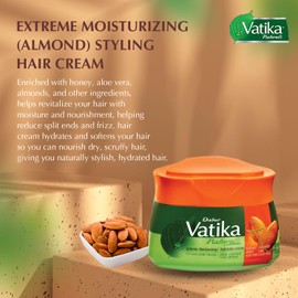 Vatika Naturals Styling Cream for Long, Curly, Dry, Color-treated Hair - with Coconut Blend, Hair Cream & Combing Cream for Frizz-Free, Hydrated Hair, Coconut & Hair Lotion - Almond - 210ml