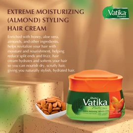 Vatika Naturals Styling Cream for Long, Curly, Dry, Color-treated Hair - with Coconut Blend, Hair Cream & Combing Cream for Frizz-Free, Hydrated Hair, Coconut & Hair Lotion - Almond - 210ml