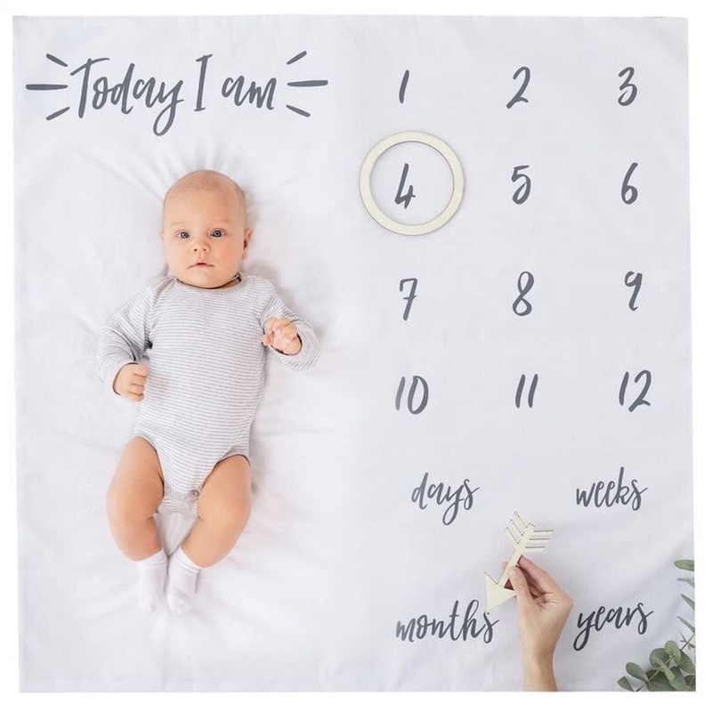 Ginger Ray White Fabric Baby Milestone Blanket Mat Keepsake 1