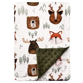 Baby Blanket for Boys Girls,Soft Minky Blanket with Double Layer Dotted Backing for Infant Toddler Nursery Crib (Forest, 30 * 40 inch)