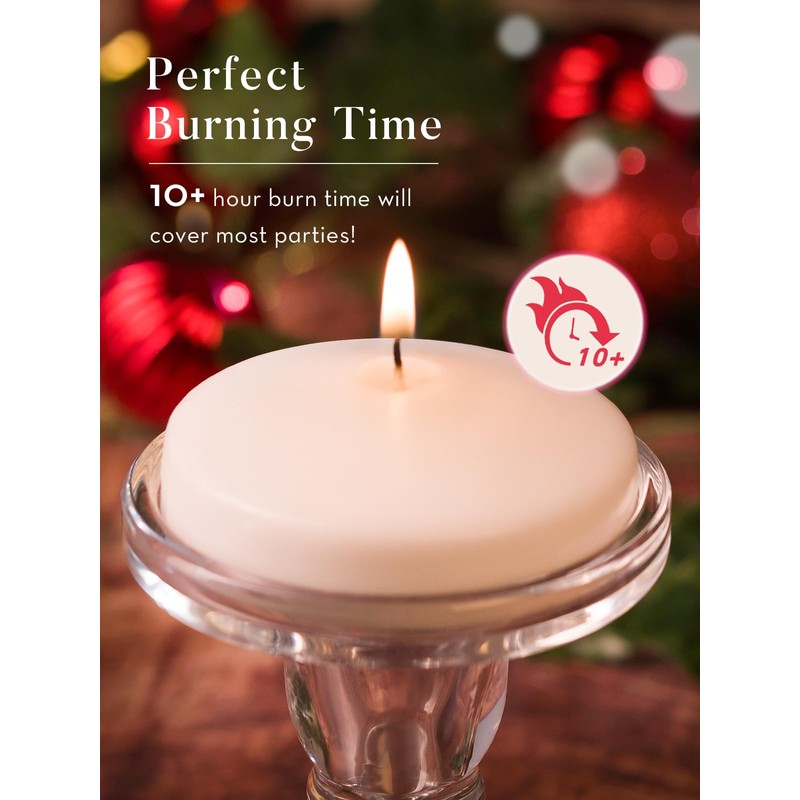 Ashlux White Floating Candles 3 inch, 24 Pack Floating Candles