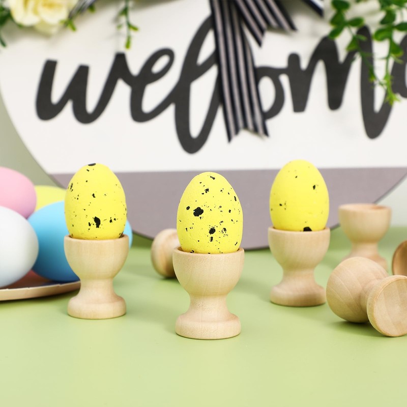 LIFKOME Easter Egg Cup 24pcs Wooden Egg Holder DIY Unfinished