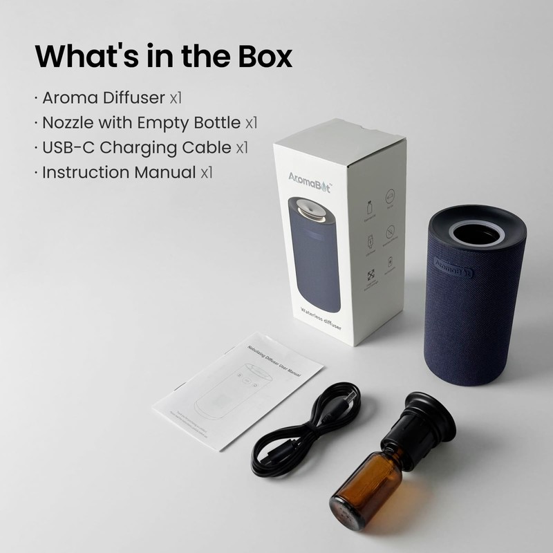Aromabot Waterless Essential Oil Diffuser, Smart Portable Nebulizing Waterless Diffuser