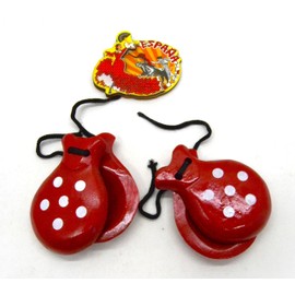 Red Castanets and Fridge Magnet Spanish Bullfighter Spanish Castanets Fridge Magnet 2 Pairs of Castanets Spain Souvenir Gift