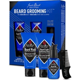 Jack Black - Beard Grooming Kit - Beard Wash, Beard Lube Conditioning Shave, Beard Oil, Beard Comb, Helps Soften Facial Hair, Pre-Shave Oil, Shave Cream, Sulfate-Free Formula, 4-Piece Kit