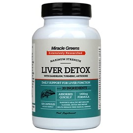 Liver Detox and Repair – 1400mg Complex | High Strength with 20 Effective Ingredients | Boosted with Dandelion, Turmeric, Amino Acids, Vitamins and More | 120 Capsules - 60 Day Supply