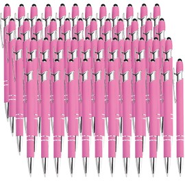 50 Pcs Black Inkling Ballpoint Pen with Stylus 2 in 1 Ballpoint Pen for Touch Screens, 2 in 1 Thank You Pen Gift for Colleagues, Coworker, Office (Rose Pink)