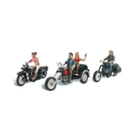 Woodland Scenics AS5549 HO-Scale Born to Ride, 3 Motorcycles & Riders,AutoSce