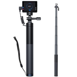 WOLFANG Action Cam Selfie Stick lädt Ihre Action-Kamera mit 2600 mAh auf (24-60CM), Schwarz, GB2200