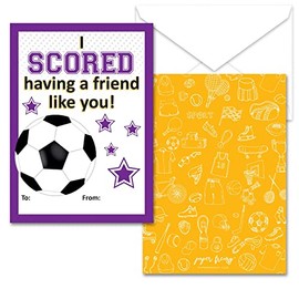 Paper Frenzy Soccer Themed Valentines - 25 pack WITH ENVELOPES
