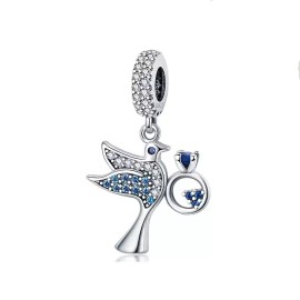 Minimalist Charm Jewelry Bird With Proposal Ring Charm, Bird Charm, Silver Charm, Women Gift Charm