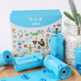AUTENS Disposable Diaper Bags for Baby, 16 Rolls/240 Bags, Nappy Sacks Waste Bin Bags Biodegradable Disposal Bags with Dispenser, Compostable Baby Poop Bags Diaper Sacks Diaper Trash bag