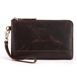 S-ZONE Leather Clutch Purses for Women Wristlet Wallets Small Clutch with Detachable Strap Card Holder Coin Purse